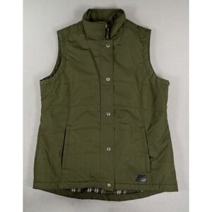 Roots‎ 73 Womens Puffer Vest Quilted Flannel Lined Olive Green Size S P Padded